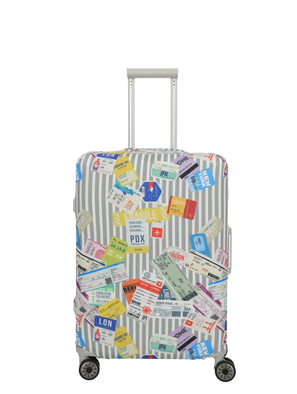 Travelite ACCESSOIRES Kofferhülle M, Multi.Color/Tickets