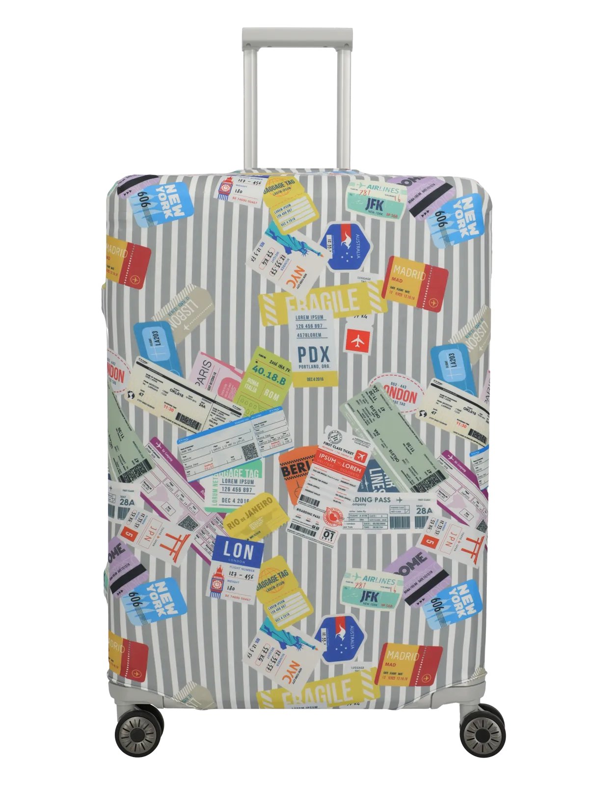 Travelite ACCESSOIRES Kofferhülle L, Multi.Color/Tickets